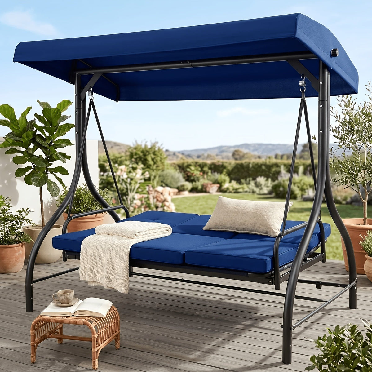 3-Person Convertible Patio Swing with Canopy product view 5