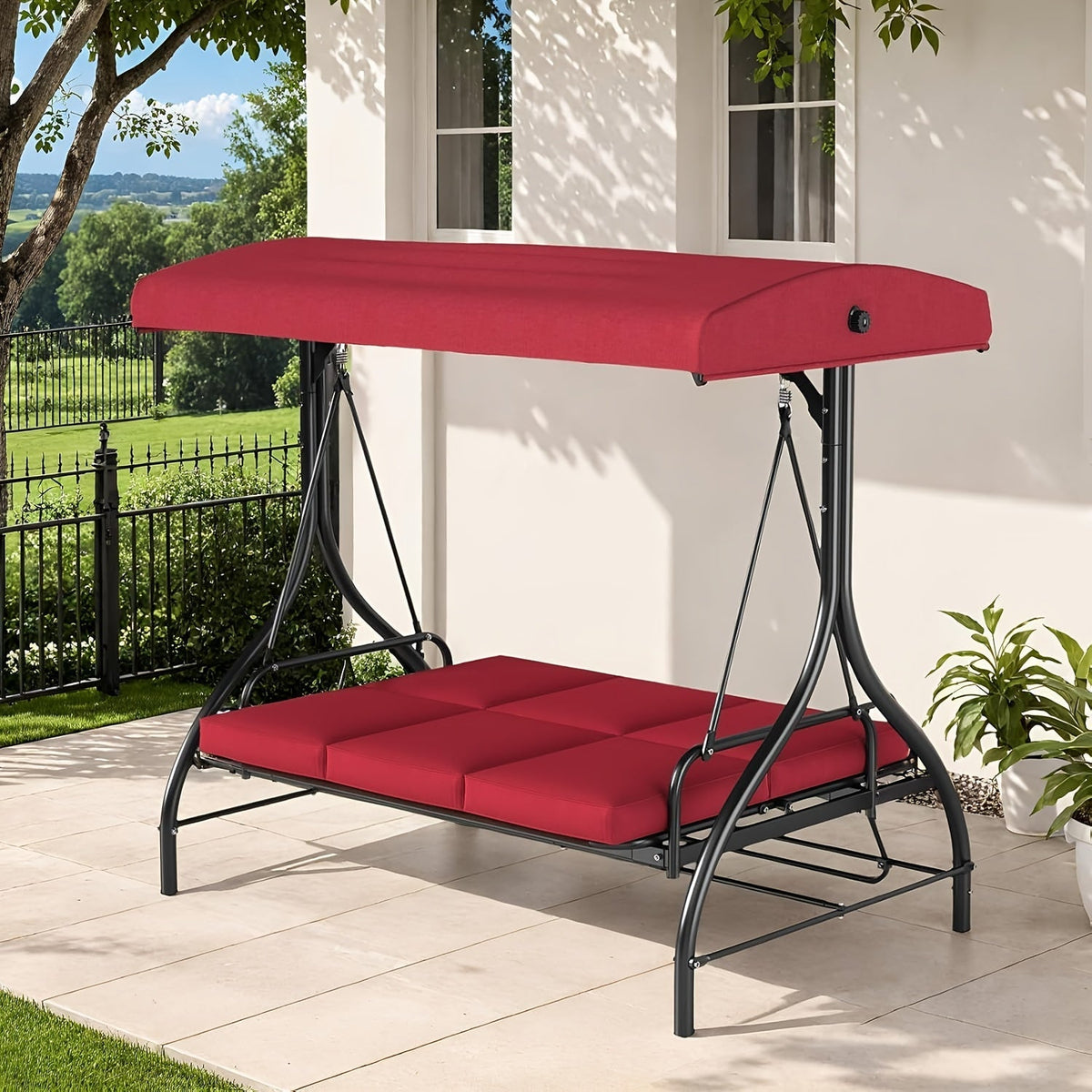 3-Person Convertible Patio Swing with Canopy product view 8
