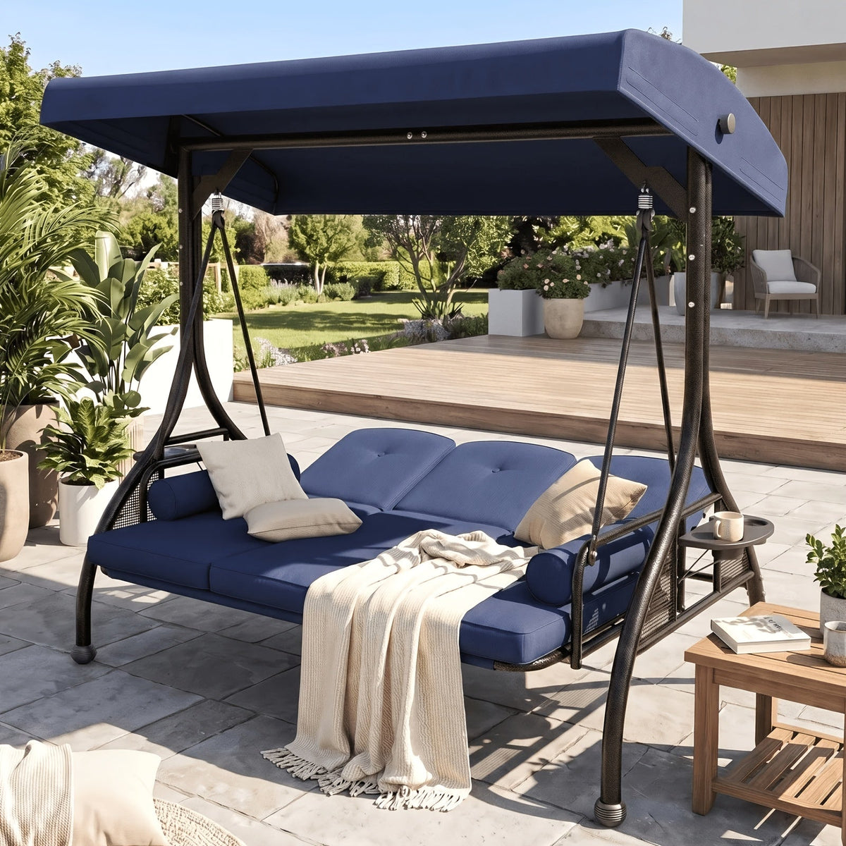 3-Person Convertible Patio Swing with Canopy product view 9