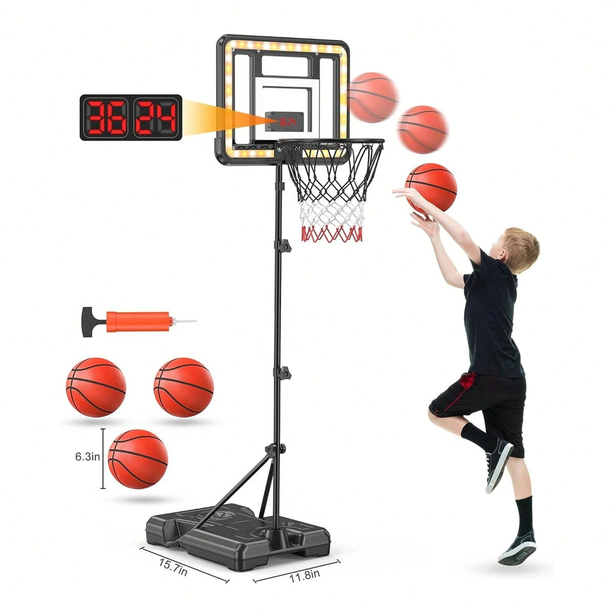 Adjustable Kids Basketball Hoop with Scoreboard product view 1