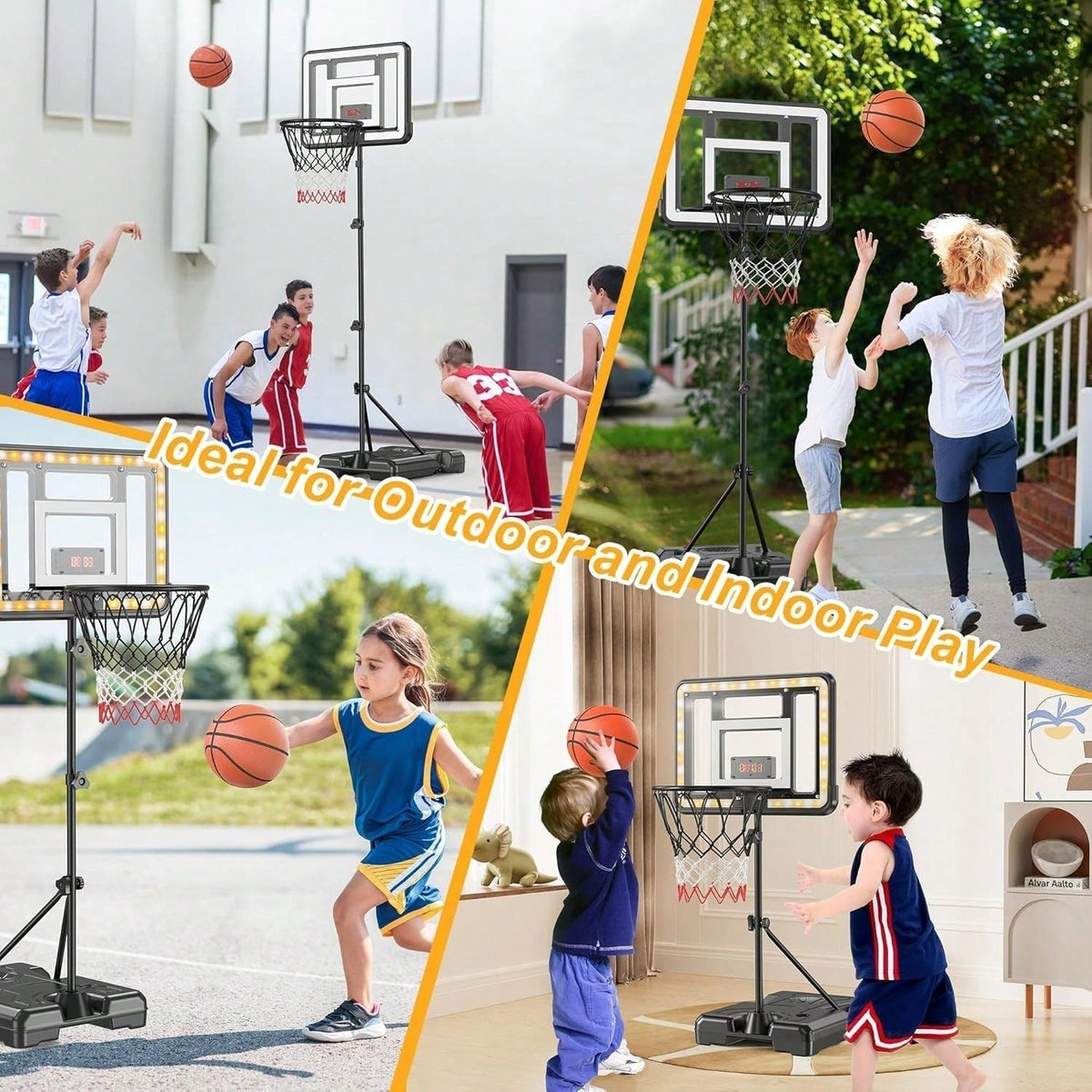 Adjustable Kids Basketball Hoop with Scoreboard product view 7
