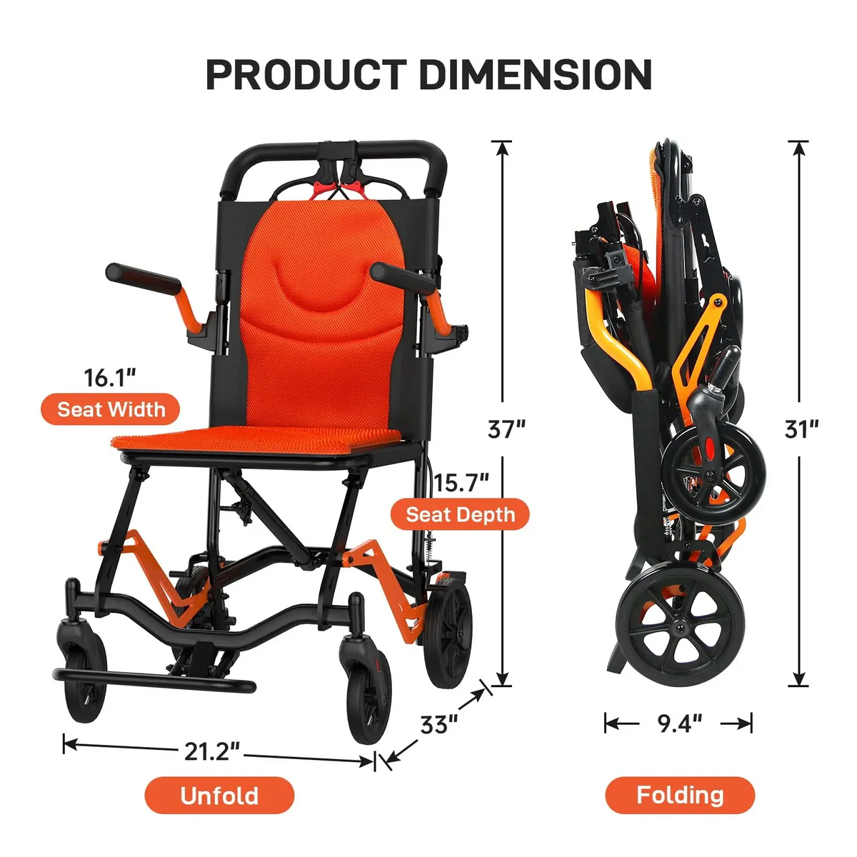 Foldable Lightweight Transport Wheelchair product view 6
