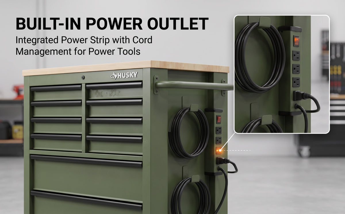Rolling Tool Cabinet with Wooden Worktop product view 9