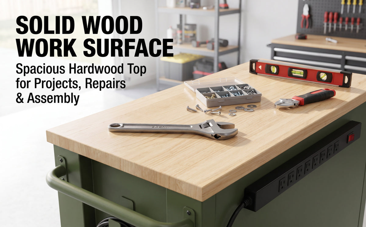 Rolling Tool Cabinet with Wooden Worktop product view 10